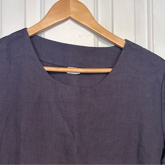 Len.Ok Linen Dress | Plum Purple 100% Linen Shift with Pockets! | Size Medium - Picture 5 of 7